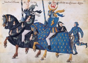 Concorrentes equipados para um torneio, c.1640 (caneta e tinta, aguarela e lavagens) de German School