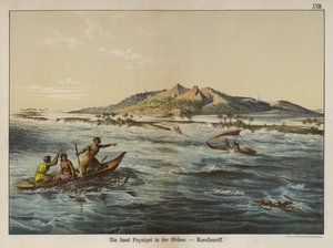 Recife de coral da ilha de Puynipet (Pohnpei), Ilhas Caroline (cor litho) de German School