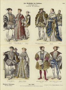 Traje da realeza e nobreza francesas, século XVI de German School