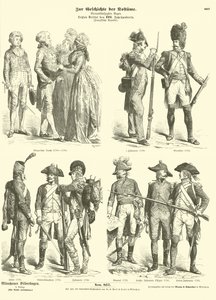 Trajes e uniformes militares da França republicana, década de 1790 de German School