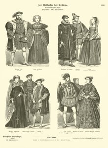 Trajes da realeza e nobreza ingleses e escoceses, século XVI de German School
