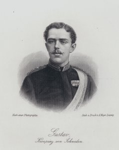 Príncipe herdeiro Gustaf da Suécia, o futuro Rei Gustaf V (gravura) de German School