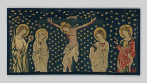 Crucificação, feita em Constança, c.1325-50 (linho, lã e seda) de German School