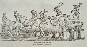 Cortar uma baleia (xilogravura) de German School