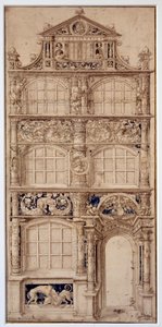 Decoração da fachada de uma casa por Hans Holbein Le Jeune (1497-1543) (Ec. All.) Dim. 0,58 x 0,27 m Paris. Museu do Louvre de German School