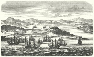 Partida de uma frota de prata espanhola (gravura) de German School