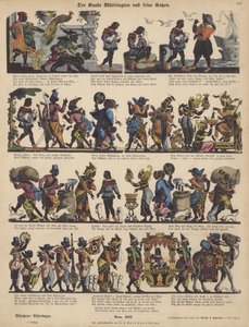Dick Whittington e os seus gatos (gravura colorida) de German School
