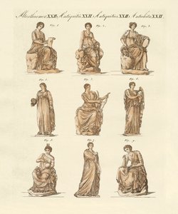 Divindades dos gregos e romanos (gravura colorida) de German School