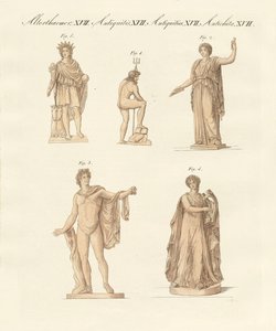 Divindades dos gregos e romanos (gravura colorida) de German School