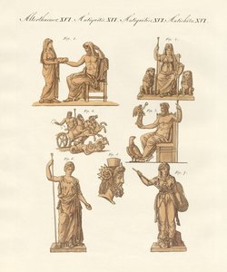 Divindades dos gregos e romanos (gravura colorida) de German School