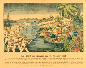 Revolta de Duala nos Camarões alemães, com o SMS Olga no fundo, 20 de dezembro de 1884, 1884 de German School