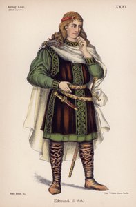 Edmund, do Rei Lear de Shakespeare (cor litho) de German School