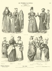 Trajes ingleses, séculos XVI e XVII de German School