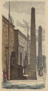 Entrada de um templo palaciano do Antigo Egipto (gravura colorida) de German School