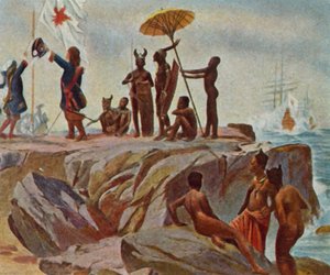 Estabelecimento de colónias na costa africana. 1 de janeiro de 1683 (litografia a cores melhorada) de German School