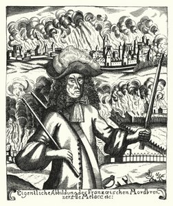 Ezechiel du Mas, Conde de Melac, soldado francês (gravura) de German School