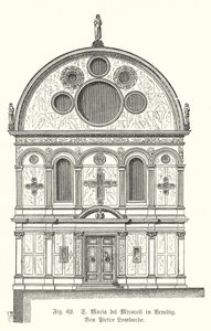 Fachada da Igreja de Santa Maria dei Miracoli, projetada por Pietro Lombardo, Veneza, Itália (gravura) de German School