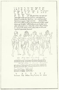 Fac-símile de uma página de De Temporibus (On Time) da Venerável Bede (gravura) de German School