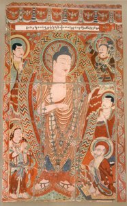 Fac-símile das pinturas do templo das cavernas agora no Museu Koeniglichen, Berlim, final do século XIX e início do século XX de German School