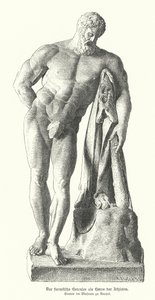 Farnese Hércules, cópia romana de uma estátua grega antiga de Lysippos (gravura) de German School