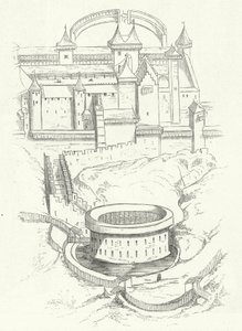 Fortificações de Carcassonne, França (gravura) de German School