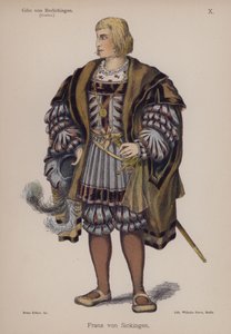 Franz von Sickingen, de Gotz von Berlichingen por Goethe (cor litho) de German School