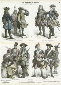 Uniformes militares franceses e austríacos, início do século XVIII de German School