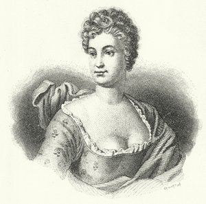 Friederike Caroline Neuber, atriz e diretora de teatro alemã (gravura) de German School