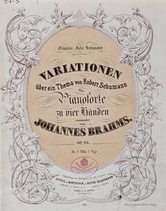 Frontispício de "Variações sobre um tema de Robert Schumann" (Op. 23) de Johannes Brahms (1833-1897) de German School