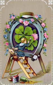 Postal alemão retratando os encantos da boa sorte, enviados da Hungria em 21 de maio de 1911 de German School
