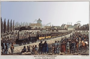 Ferrovias Alemãs. c.1830-1840 (gravura) de German School