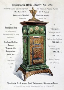 Anúncio alemão para uma caldeira estilo art nouveau, final do século XIX de German School