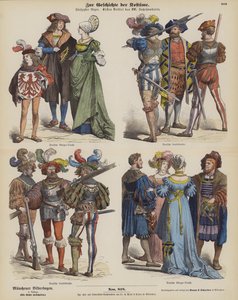 Fatos alemães, início do século XVI (gravura a cores) de German School