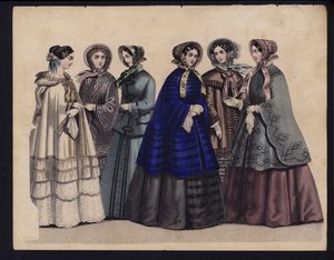 Gravura da moda alemã, meados do século 19 de German School