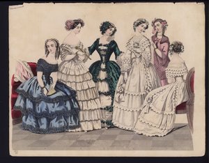 Gravura da moda alemã, meados do século 19 de German School