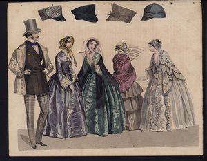Gravura da moda alemã, meados do século 19 de German School
