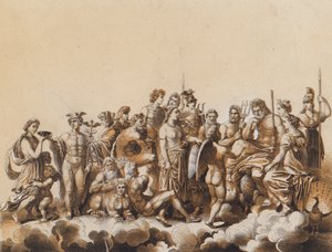 Deuses da época clássica (litografia a cores) de German School