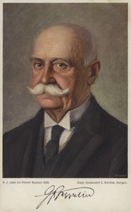 Graf Ferdinand von Zeppelin, designer e construtor de aeronaves alemão (cor litho) de German School