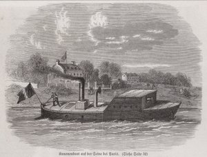 Barco a tiro no rio Sena durante o Cerco de Paris, Guerra Franco-Prussiana de German School