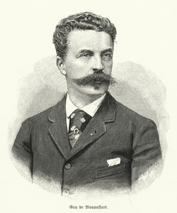 Guy de Maupassant, escritor francês de contos (litho) de German School