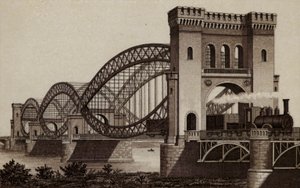 Hamburgo: Eisenbahn-Elb-Brucke, A Ponte Ferroviária sobre o Elba (litho) de German School