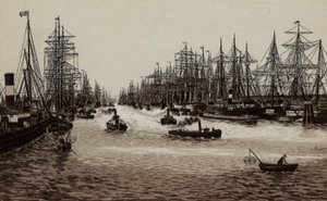 Hamburgo: Harbour, The Harbour (litho) de German School