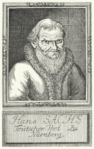 Hans Sachs, dramaturgo e escritor alemão (gravura) de German School