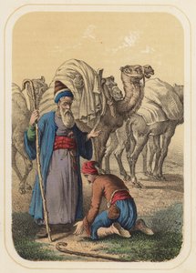 Harun al Rashid e Abdallah em cena de As Mil e Uma Noites (lito colorido) de German School