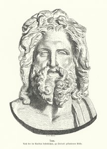 Cabeça de Zeus, deus grego antigo (gravura) de German School