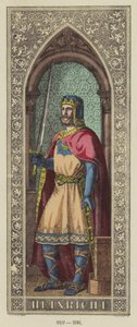 Heinrich I, 919-936 (gravura a cores) de German School
