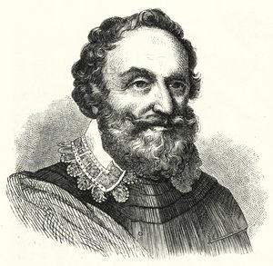 Heinrich Matthias, Conde de Thurn, comandante militar boémio da Guerra dos Trinta Anos (gravura) de German School