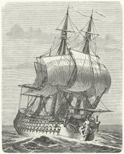 Hercule, fragata francesa de 58 tiros (gravura) de German School