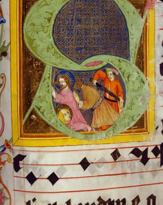 Historiated Initial S com o decollation de Saint John The Baptist, do Gradual de Friedrich Zollner de Langenzenn, 1439-42 de German School