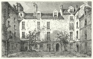 Casa do dramaturgo francês Jean Racine na Rue du Marais em Paris (gravura) de German School